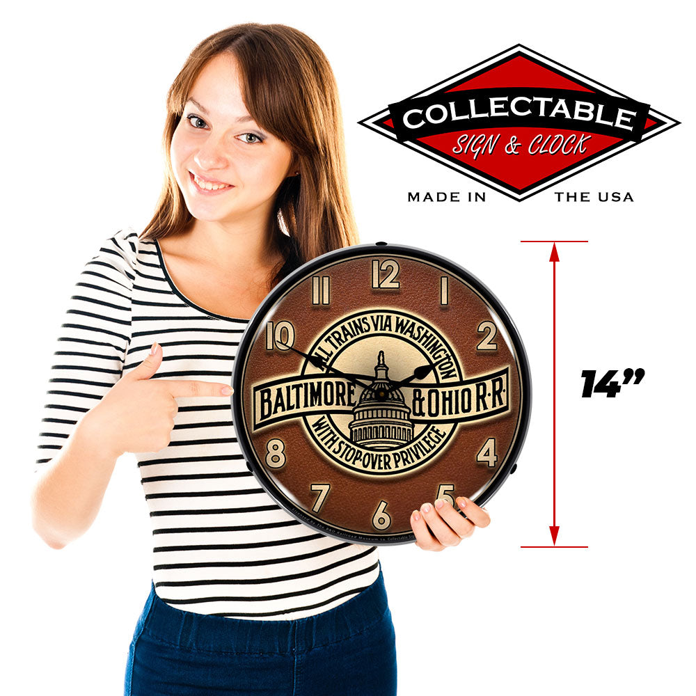 Baltimore & Ohio Railroad 14" LED Wall Clock – High-Visibility Backlit Timepiece for Commercial and Transit Facilities