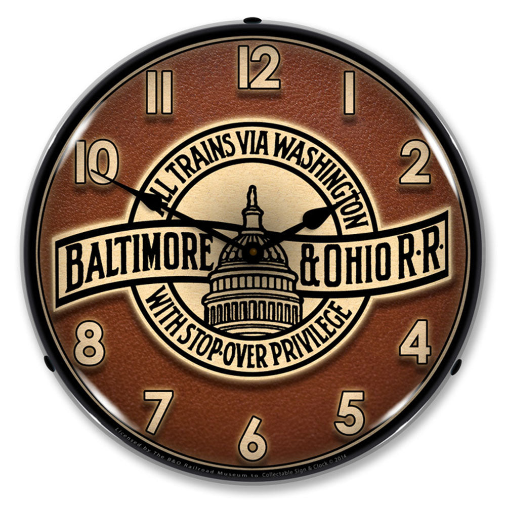 Baltimore & Ohio Railroad 14" LED Wall Clock – High-Visibility Backlit Timepiece for Commercial and Transit Facilities