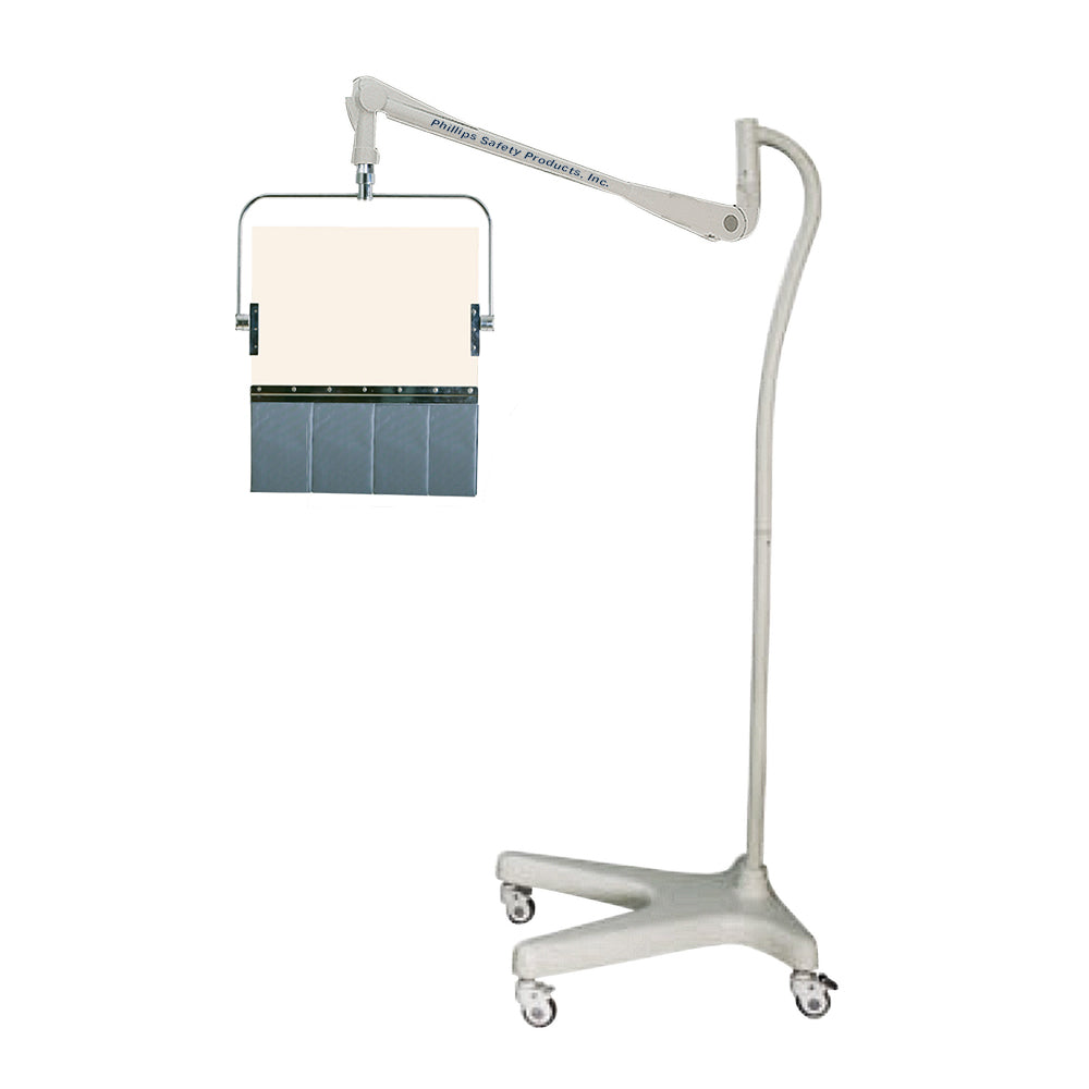 Phillips Safety Mobile Overhead Lead Acrylic Barrier with Lead Curtain and Offset Arm