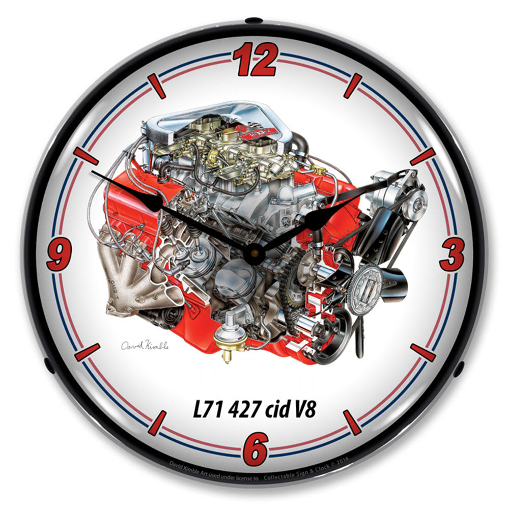 Chevrolet 427 V8 L71 14" LED Wall Clock