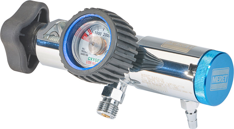 MERET 0-25LPM All Brass Regulator with Hose Barb