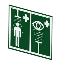 Justrite Universal Safety Shower And Eye/Face Wash Sign For Wall Mounting