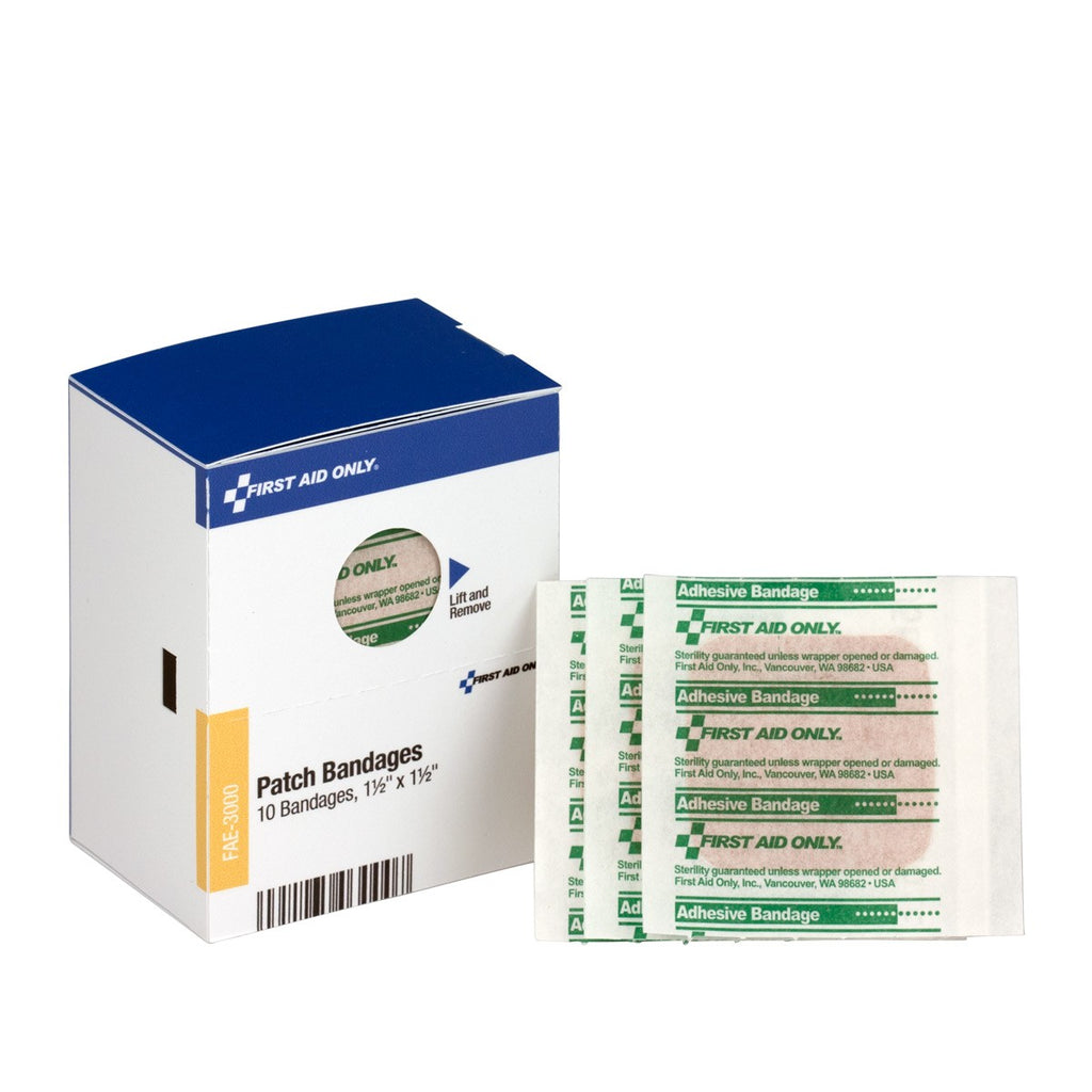 First Aid Only SmartCompliance Refill 1.5" x 1.5" Patch Plastic Bandages | 10 per Box