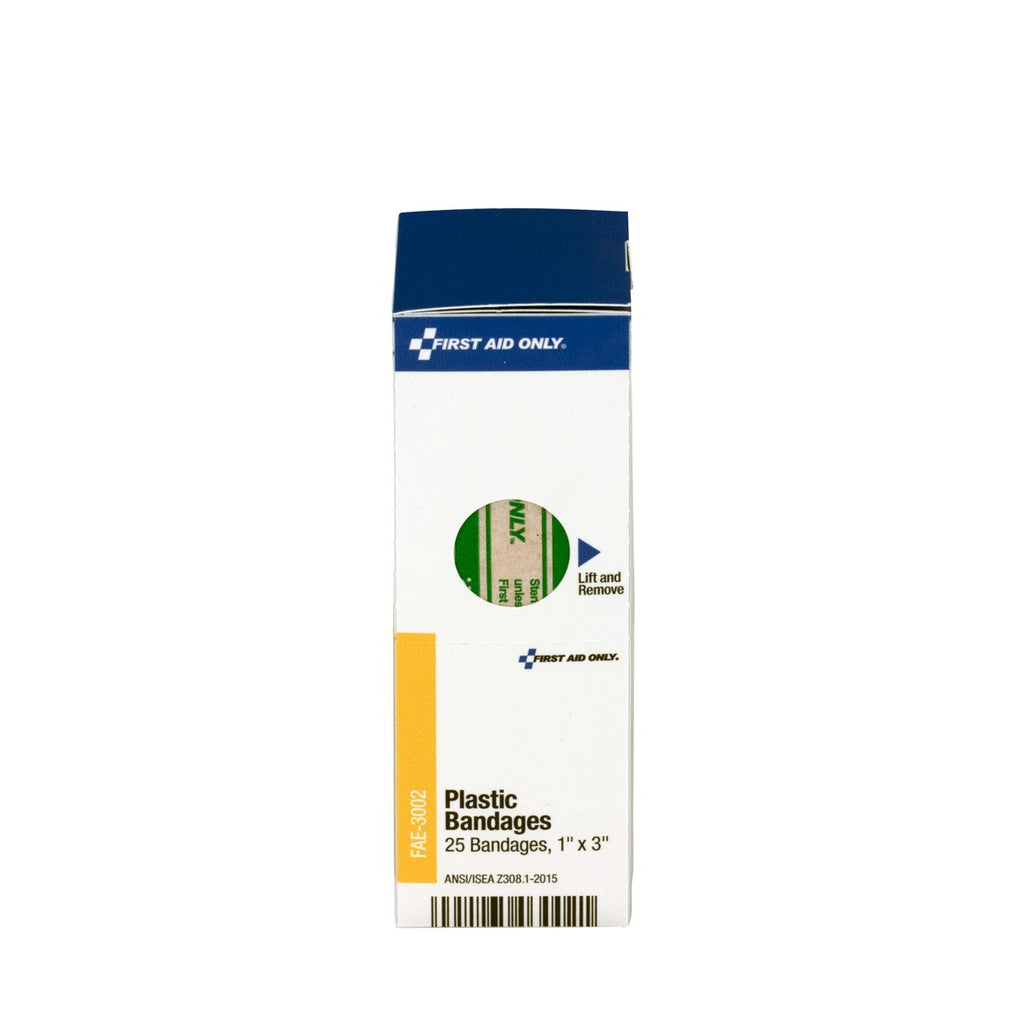 First Aid Only SmartCompliance Refill 1" x 3" Adhesive Plastic Bandages, 25 Per Box