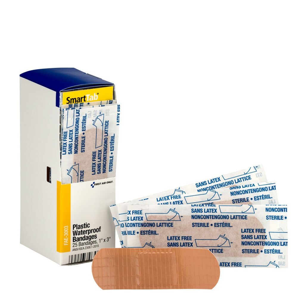 First Aid Only SmartCompliance Refill 1" x 3" Adhesive Plastic Waterproof Bandages | 25 per Box