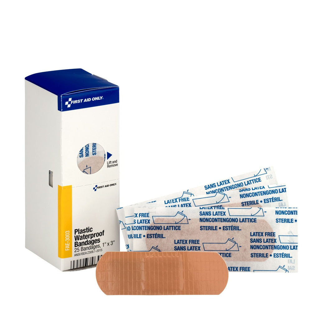 First Aid Only SmartCompliance Refill 1" x 3" Adhesive Plastic Waterproof Bandages | 25 per Box