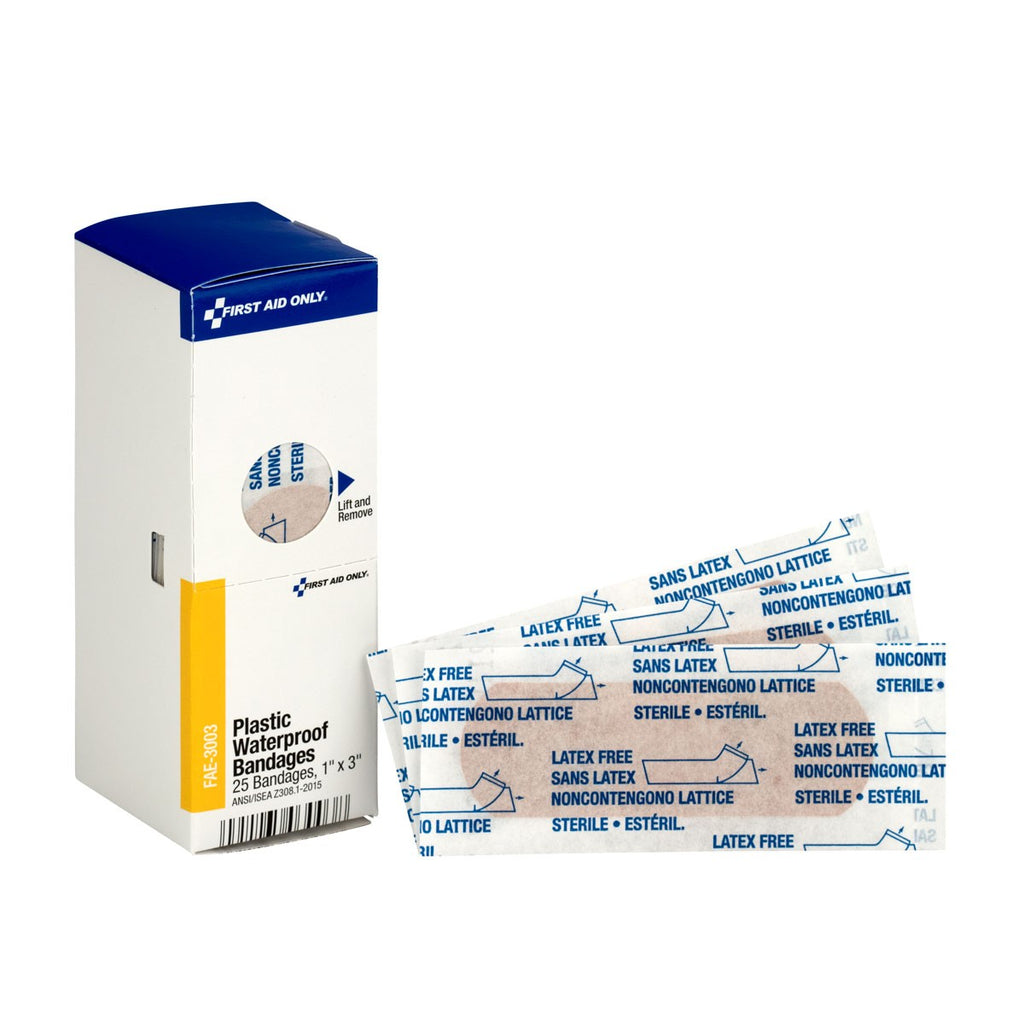 First Aid Only SmartCompliance Refill 1" x 3" Adhesive Plastic Waterproof Bandages | 25 per Box
