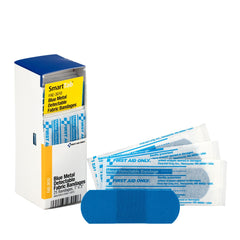 First Aid Only Smart Compliance Refill 1" x 3" Blue Metal Detectable Bandages, 25 Per Box