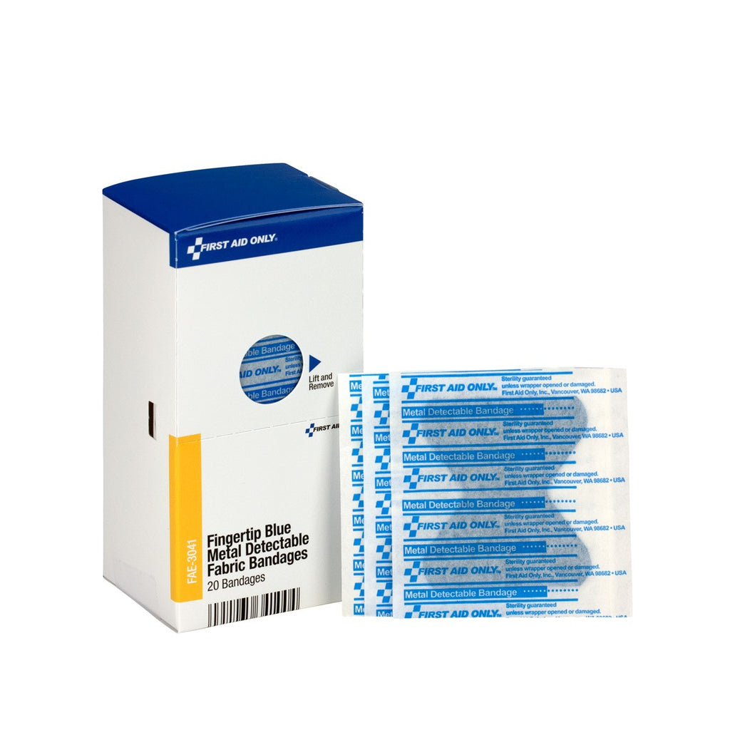 First Aid Only SmartCompliance Blue Metal Detectable Fingertip Bandages