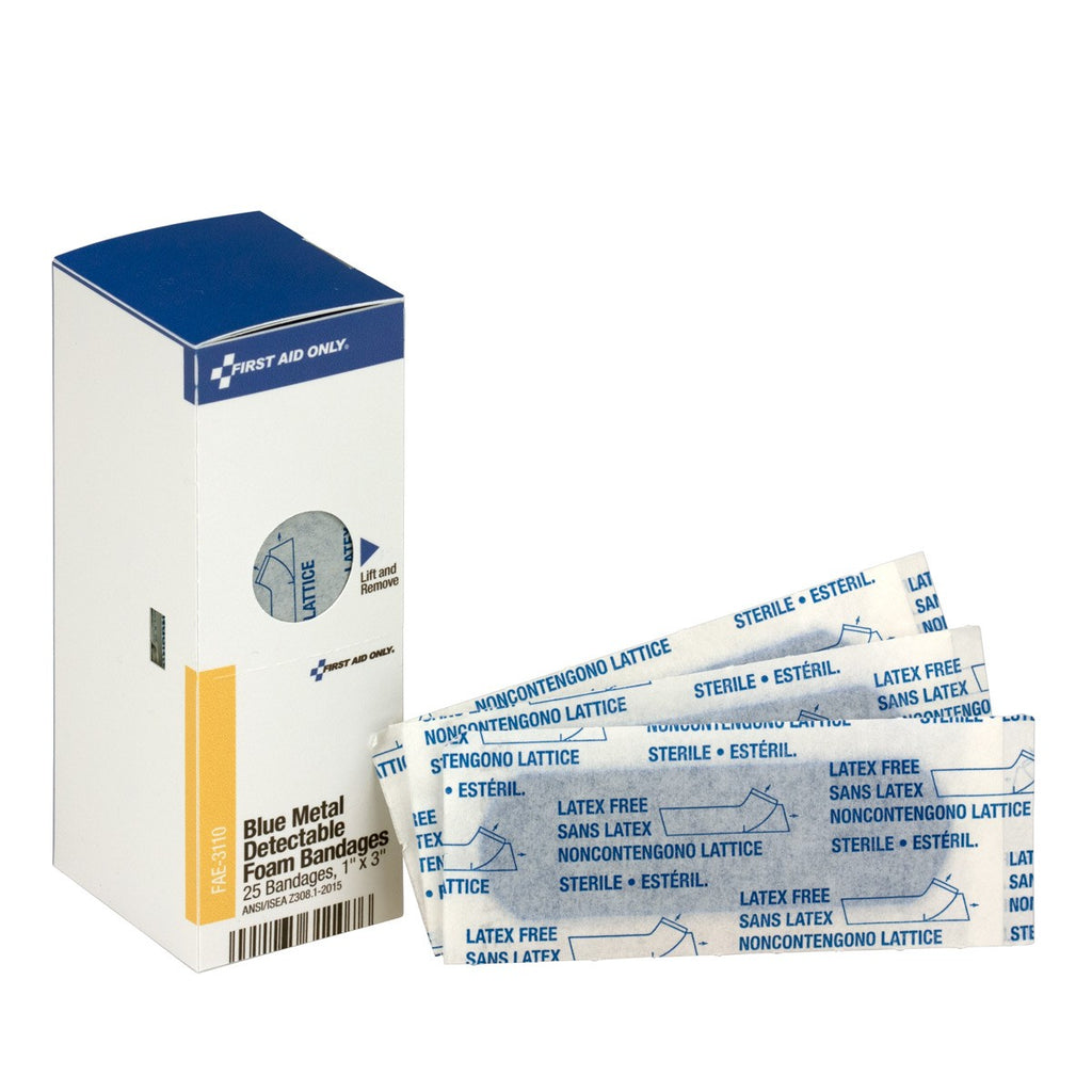 First Aid Only SmartCompliance Blue Metal Detectable Foam Bandages | 25 Per Box