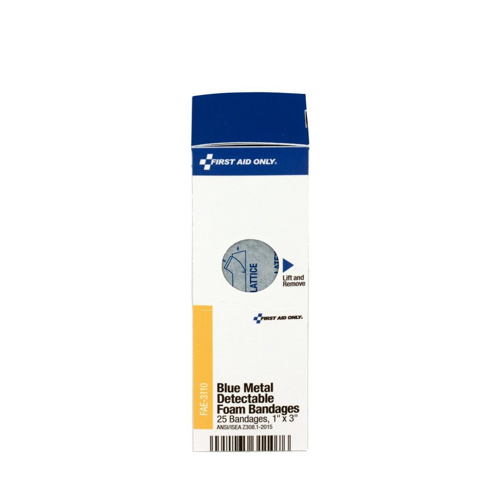 First Aid Only SmartCompliance Blue Metal Detectable Foam Bandages | 25 Per Box