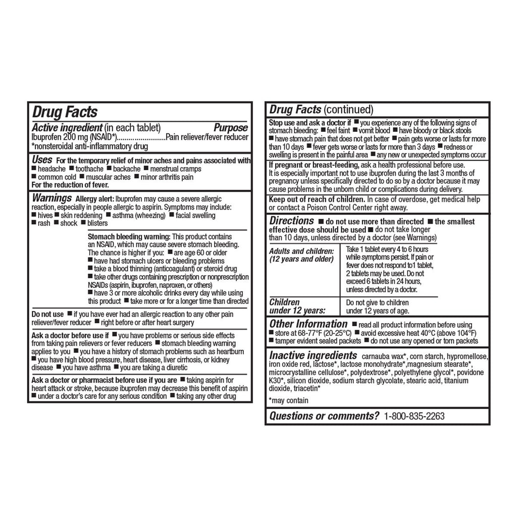 First Aid Only SmartCompliance Ibuprofen 200mg Pain Reliever Tablets