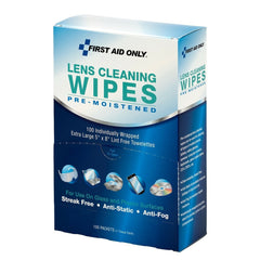 First Aid Only Lens Cleaning Wipes 100 Per Box
