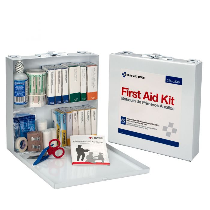 First Aid Only 50-Person Bulk First Aid Kit in Weatherproof Metal Case with Custom Logo