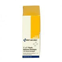 First Aid Only 1" x 3" Adhesive Plastic Bandages, 100 Per Box(Pack of 100)
