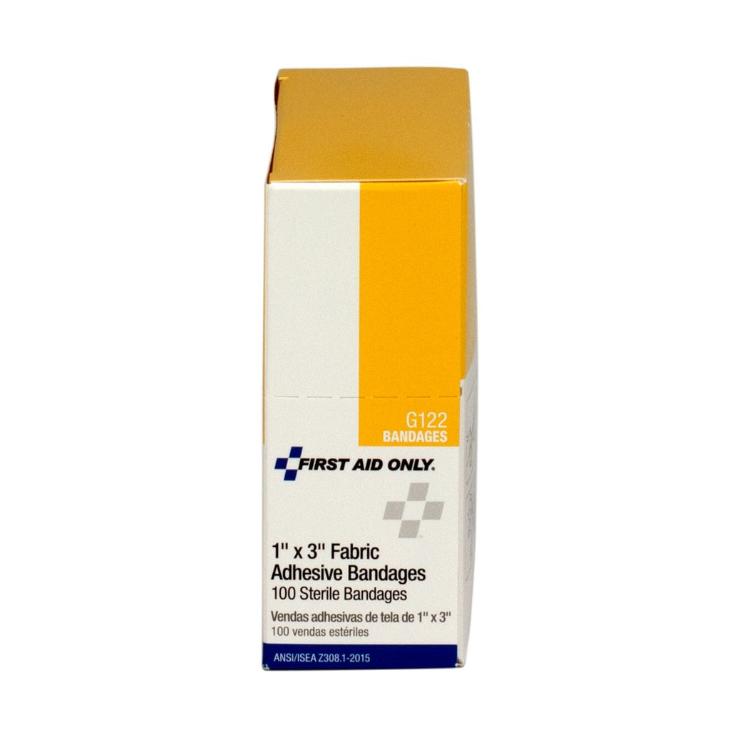 First Aid Only 1" x 3" Flexible Fabric Bandages | High-Adhesion Wound Protection (100/Box)