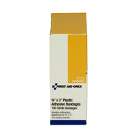 First Aid Only 3/4" x 3" Plastic Bandages, 100 Per Box(Pack of 100)