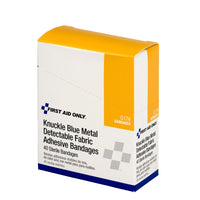First Aid Only Blue Metal Detectable Fabric Knuckle Bandages, 40 Per Box