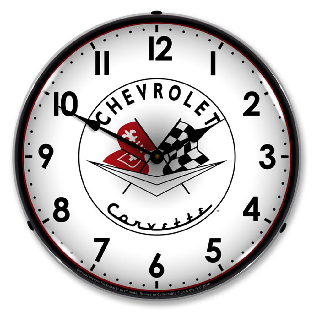1956-57 Corvette Logo 14" LED Wall Clock