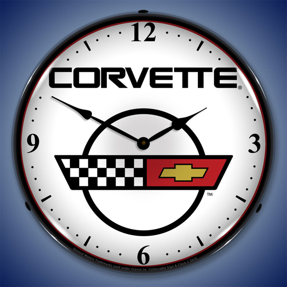 Corvette C4 Logo 14" LED Wall Clock