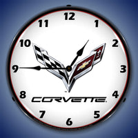 Corvette C7 Logo 14" LED Wall Clock