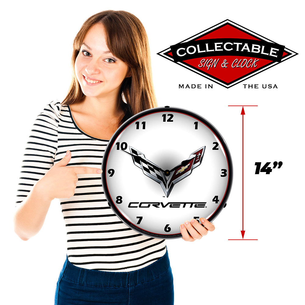 Corvette C7 Logo 14" LED Wall Clock