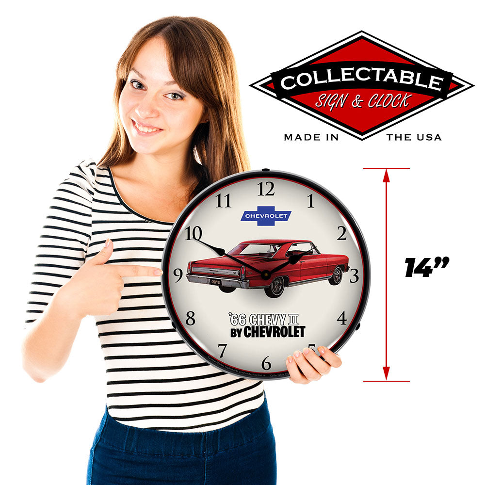 1966 Chevy II Nova Super Sport 14" LED Wall Clock