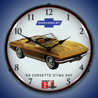 1964 Corvette Sting Ray by Chevrolet 14" LED Wall Clock