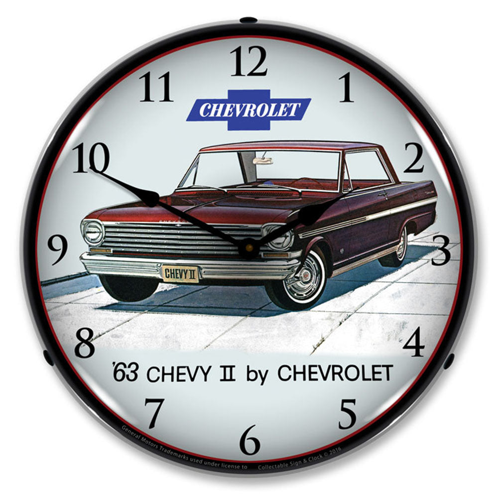 1963 Chevy II Nova Super Sport by Chevrolet 14" LED Wall Clock