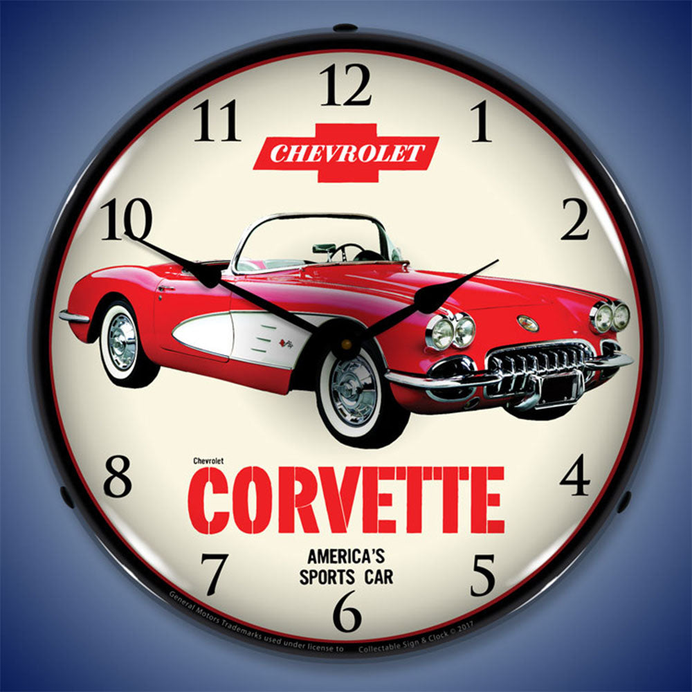 1959 Corvette "America's Sports Car" 14" LED Wall Clock