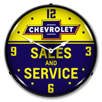 Chevrolet Bowtie Sales and Service 14" LED Wall Clock