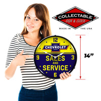 Chevrolet Bowtie Sales and Service 14" LED Wall Clock