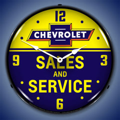 Chevrolet Bowtie Sales and Service 14" LED Wall Clock