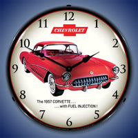 1957 Corvette with Fuel Injection 14" LED Wall Clock