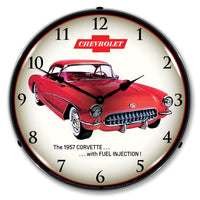 1957 Corvette with Fuel Injection 14" LED Wall Clock