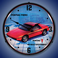 1984 Pontiac Fiero "We Build Excitement" 14" LED Wall Clock