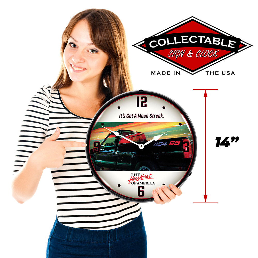 Chevrolet 454 SS Truck "It's Got a Mean Streak" 14" LED Wall Clock