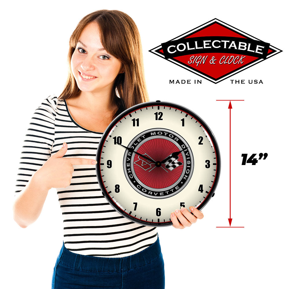 Corvette Motor Division, 68-82 14" LED Wall Clock