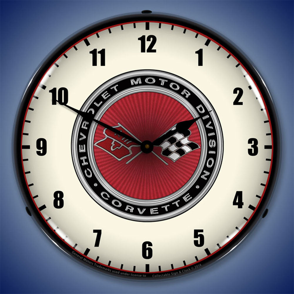 Corvette Motor Division, 68-82 14" LED Wall Clock