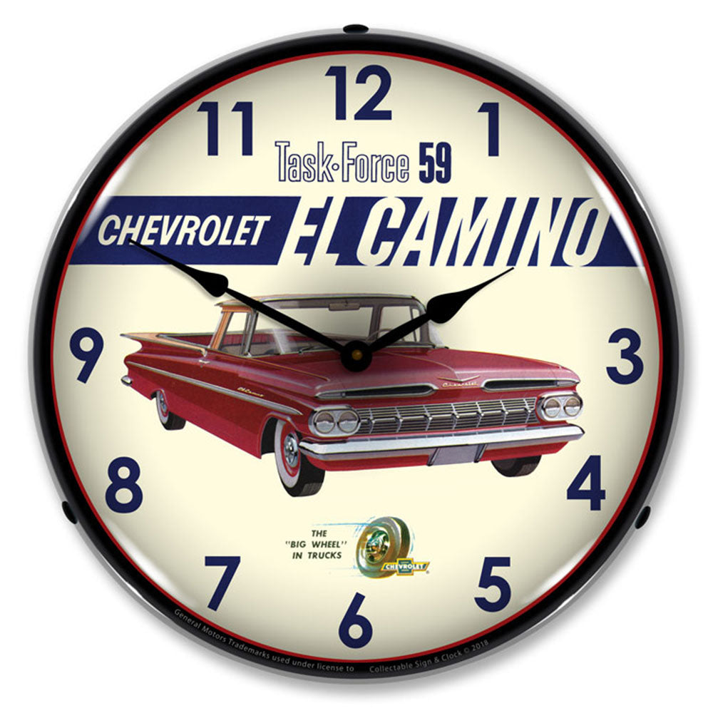 Collectable Sign & Clock 1959 Chevrolet El Camino "Task Force 59" 14" LED Wall Clock | Vintage Aesthetic & Commercial Precision