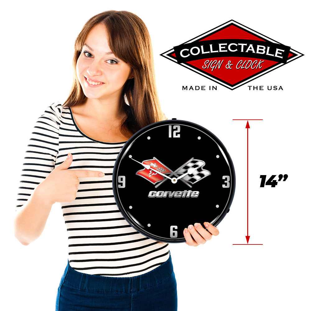 Corvette C3 Black Tie 14" LED Wall Clock