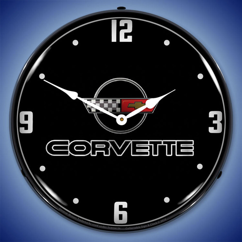 Corvette C4 Black Tie 14" LED Wall Clock