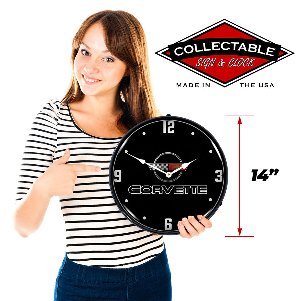 Corvette C4 Black Tie 14" LED Wall Clock