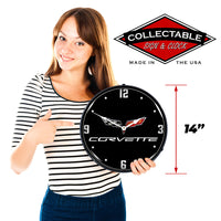 Corvette C6 Black Tie 14" LED Wall Clock