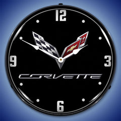 Corvette C7 Black Tie 14" LED Wall Clock