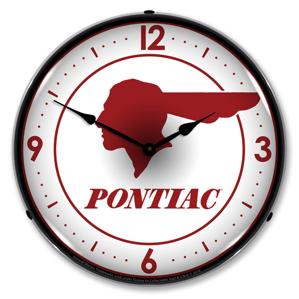 Pontiac Indian Logo 14" LED Wall Clock