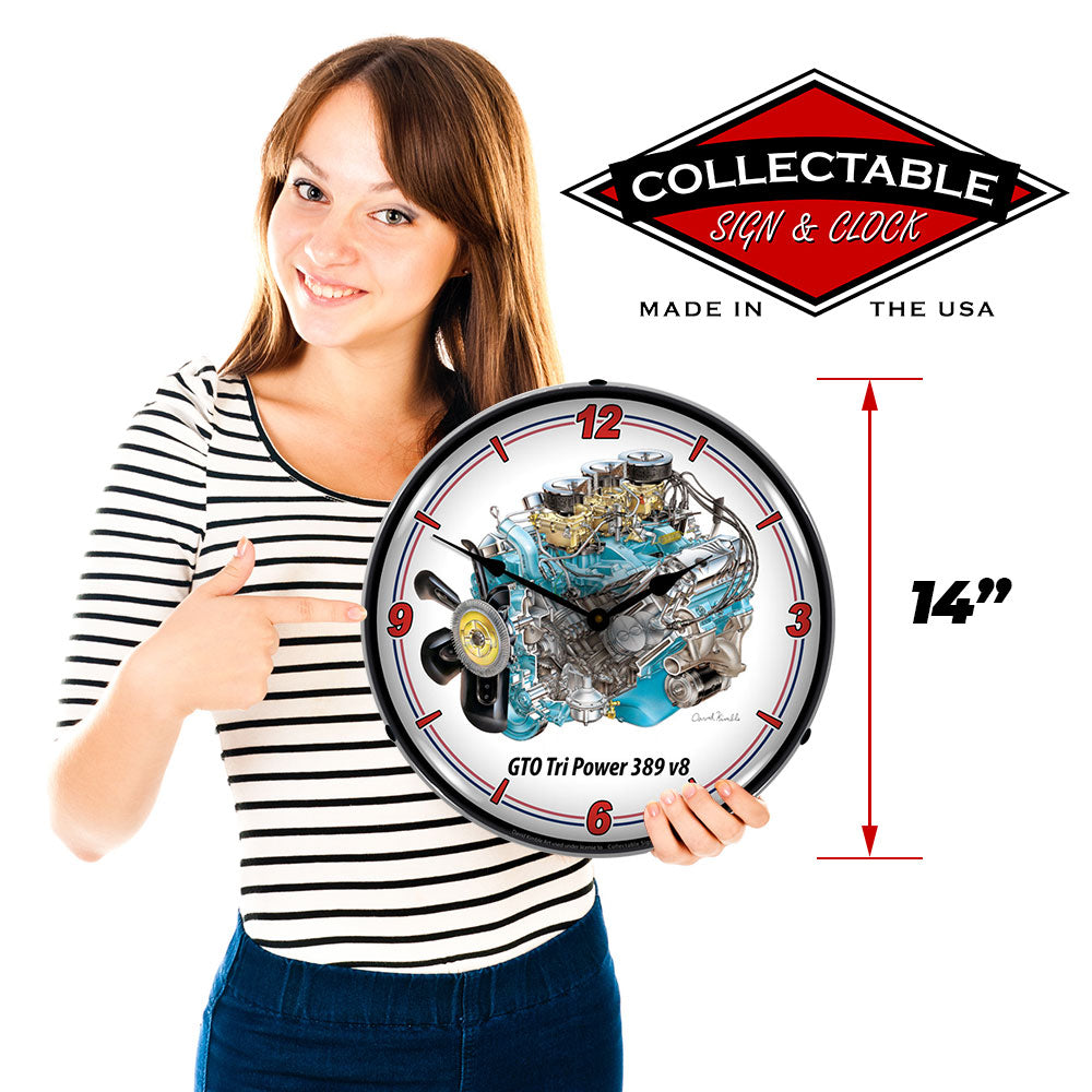 Pontiac GTO Tri Power 389 V8 14" LED Wall Clock