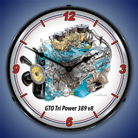 Pontiac GTO Tri Power 389 V8 14" LED Wall Clock