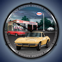 1965 Corvette at Esso Gas Station 14" LED Wall Clock