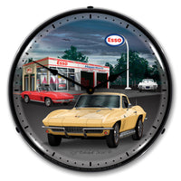 1965 Corvette at Esso Gas Station 14" LED Wall Clock